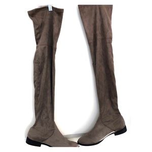 Taupe suede like over the knee boots
